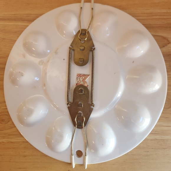 Vintage Japan Ceramic Egg Plate Rooster Handpainted Platter Art - Picture 4 of 8